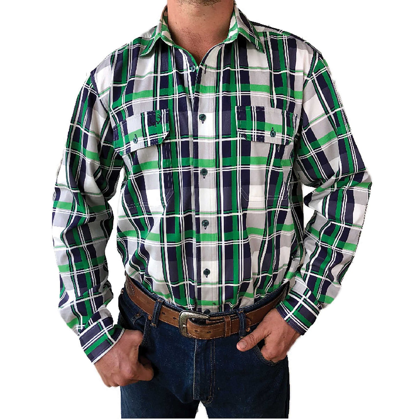 Flinders Full Button Work Shirt - Antola Trading