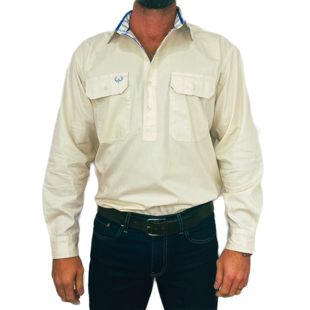 Pat Half Button Work Shirt - Antola Trading