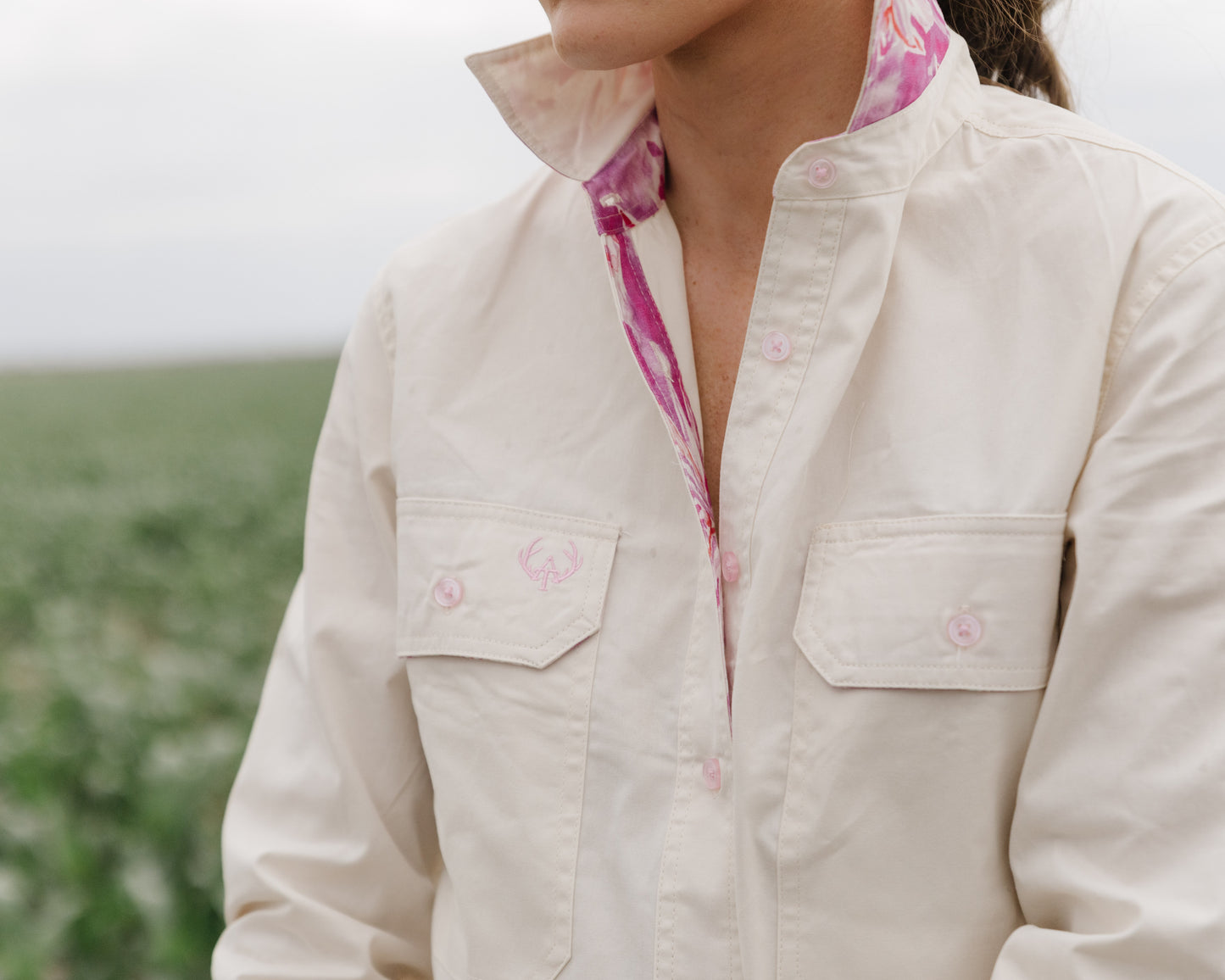 Corrina Full Button Shirt - Cockatoo Trim