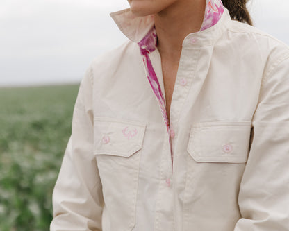 Corrina Full Button Shirt - Cockatoo Trim