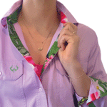 Georgie Full Button Shirt - Green Floral Trim