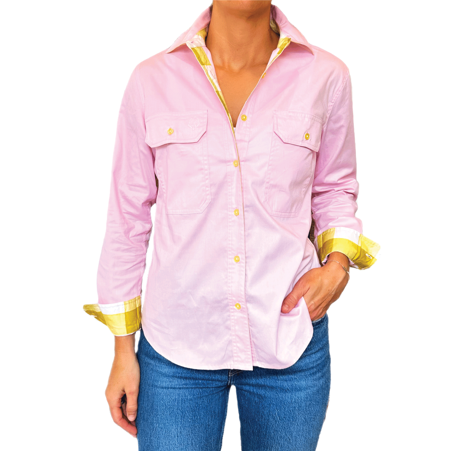 Jane Full Button Shirt - Mustard Trim