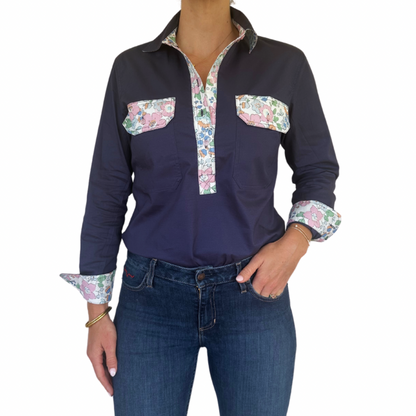 Izzy Half Button Shirt - Liberty Trim