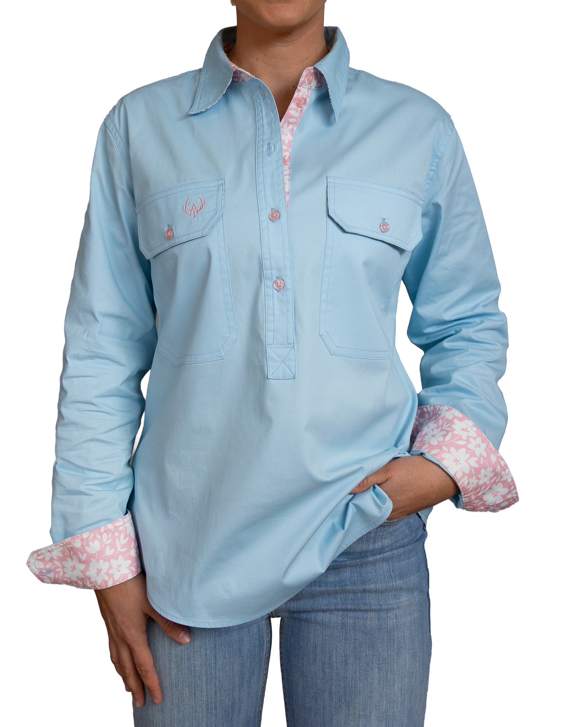 Claire Half Button Shirt - studio photo