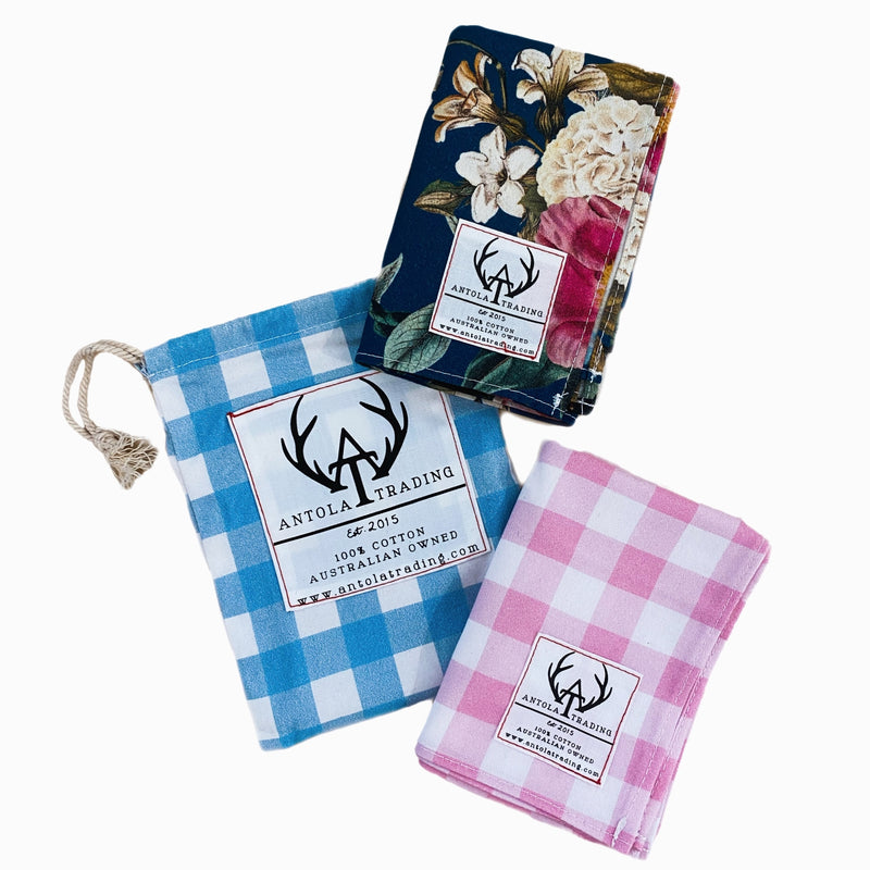 Neck Scarves Pack (2) - Navy Floral & Pink Gingham
