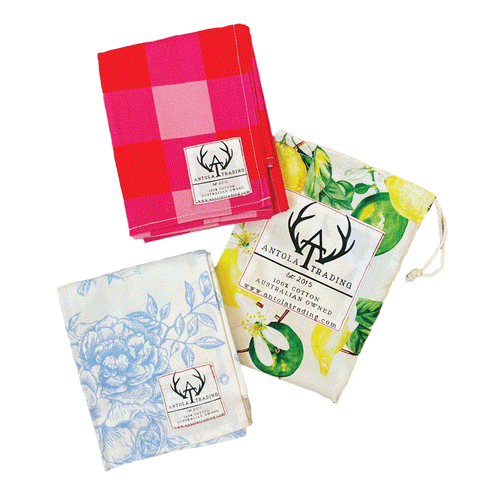 Neck Scarves (2) - Blue Florals & Fuschia Check