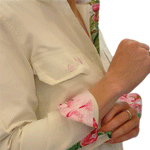 Corrina Half Button Shirt - Floral Trim