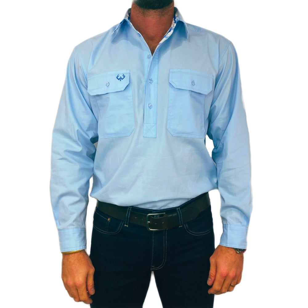 Ewan Half Button Work Shirt - Antola Trading