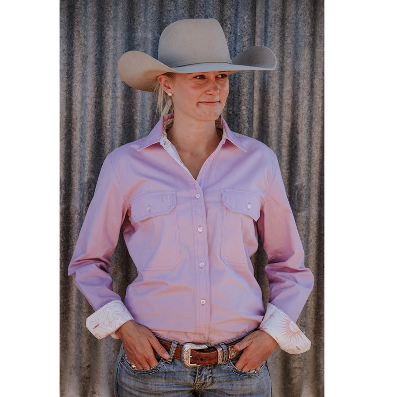Georgie Full Button Shirt - Pink and White Trim